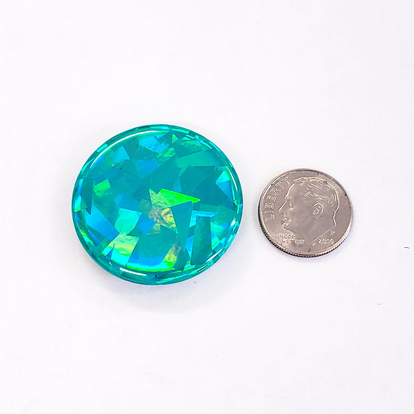 Sparkly Turquoise Button Magnets, Set of 6.