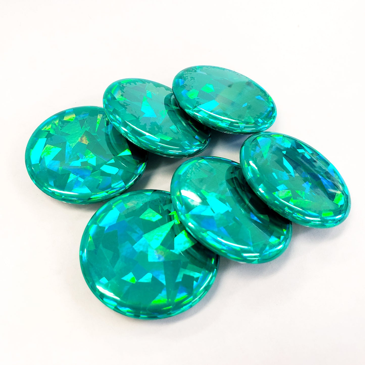 Sparkly Turquoise Button Magnets, Set of 6.