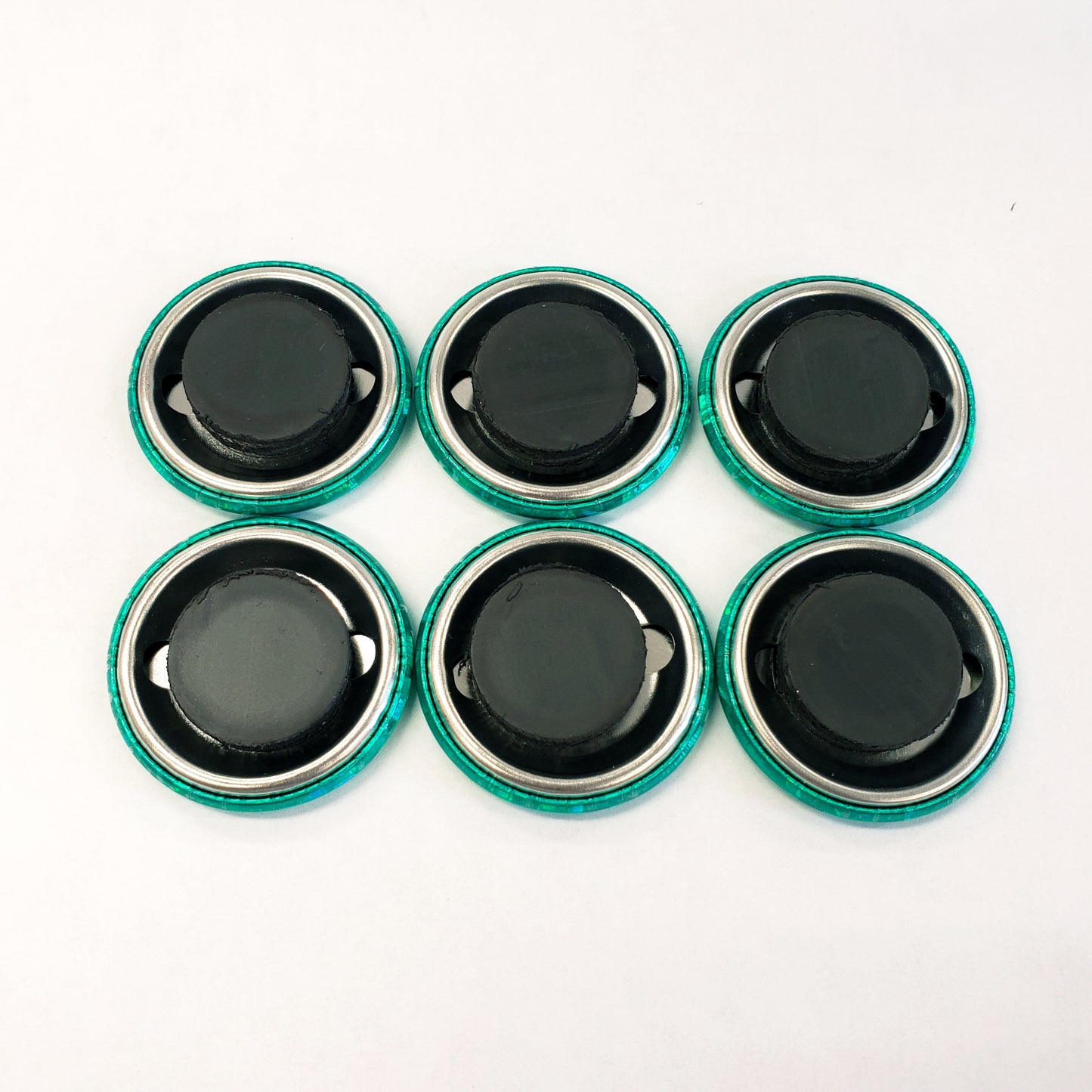 Sparkly Turquoise Button Magnets, Set of 6.