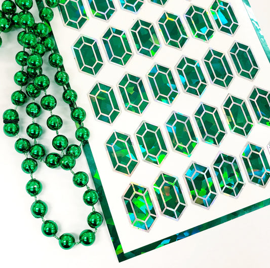 Green rupee gem stickers, set of 36