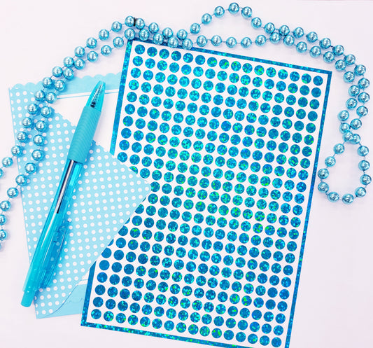 Turquoise Glitter Dots Stickers