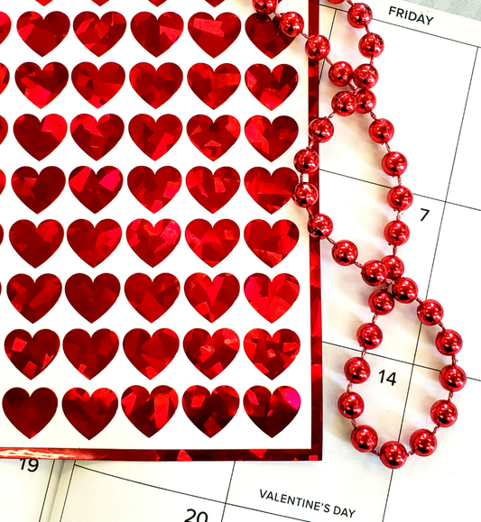 Small Red Heart Valentine's Day Stickers, Set of 104