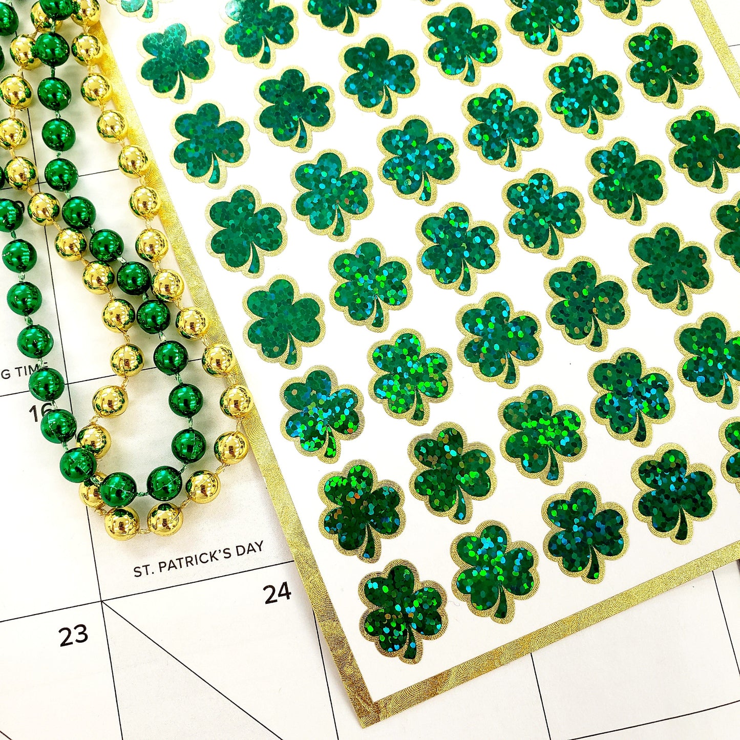 green shamrock sticker sheet