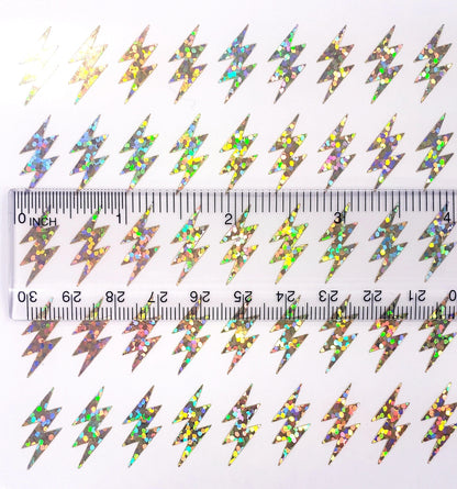 Lightning Bolt Stickers, set of 96 small sparkly lightning bolt decals for notebooks, laptops, ornaments and craft projects