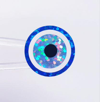 Blue Eye Stickers, choose number of blue eye sparkly stickers for notecards, keychains, laptops, paper stationery and crafts.