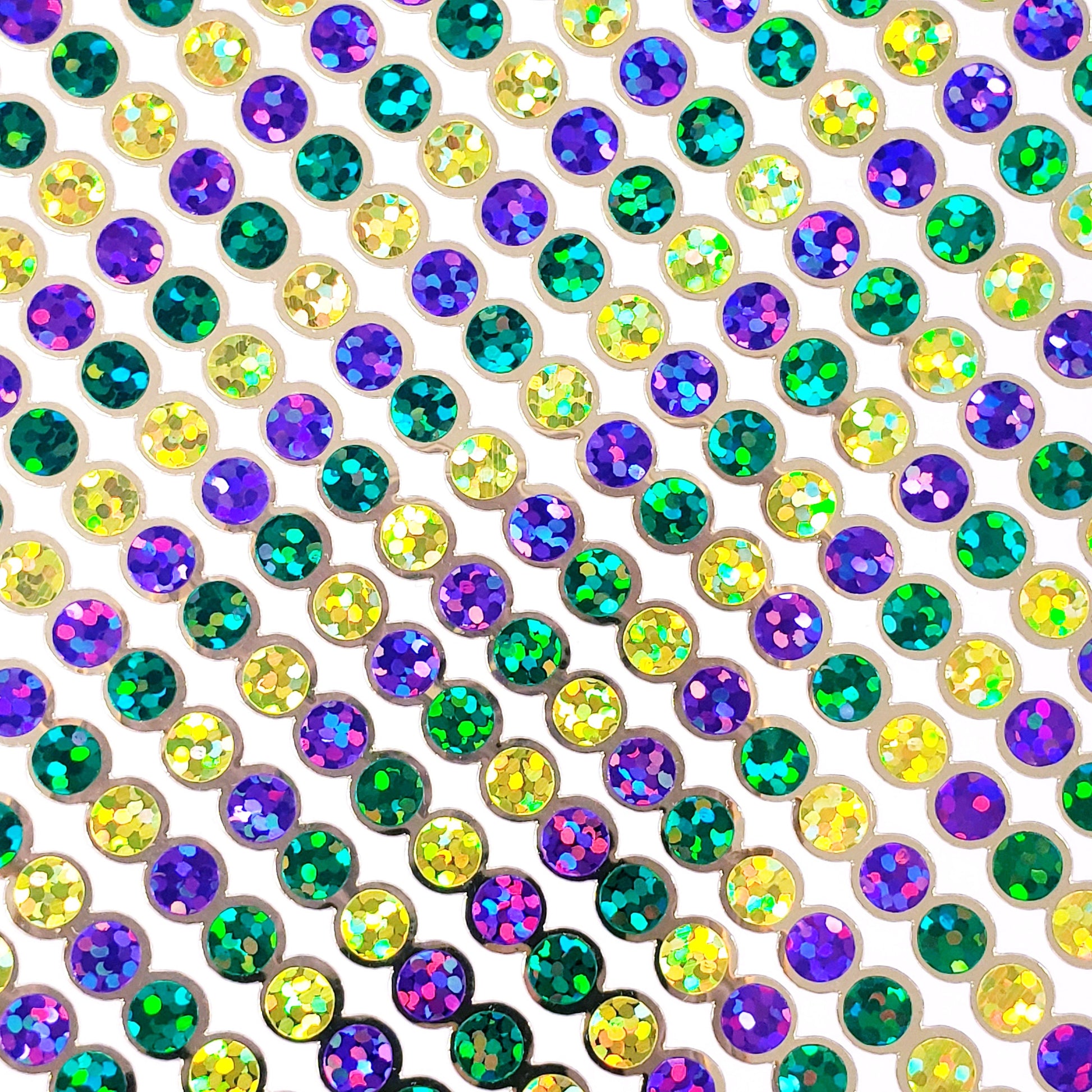 Mardi Gras Bead Stickers, set of 16 multi color sparkly faux rhinestone vinyl decal embellishments for envelopes, scrapbooks and glasses.