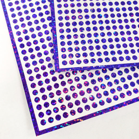 Extra Small Purple Dot Stickers, set of 750 micro sized purple glitter dots for daily journals, planners, trackers, calendars and crafts.