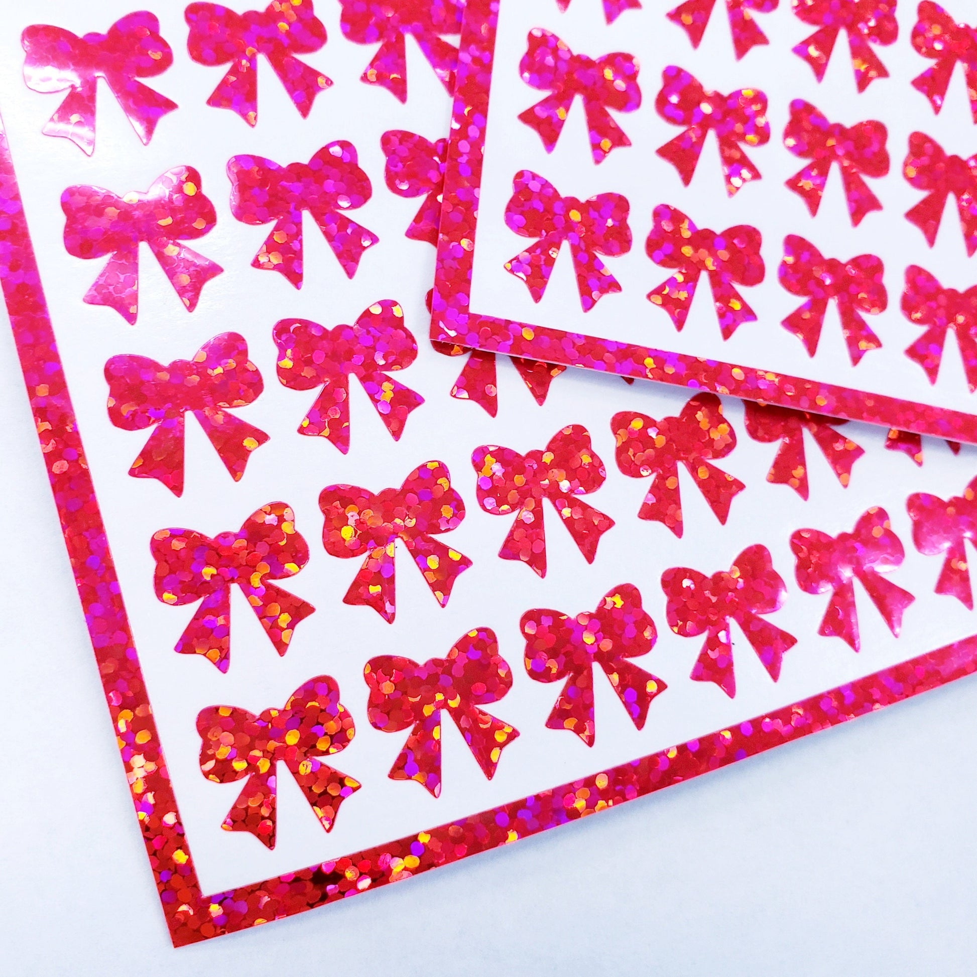 Light Pink Bow Glitter Stickers