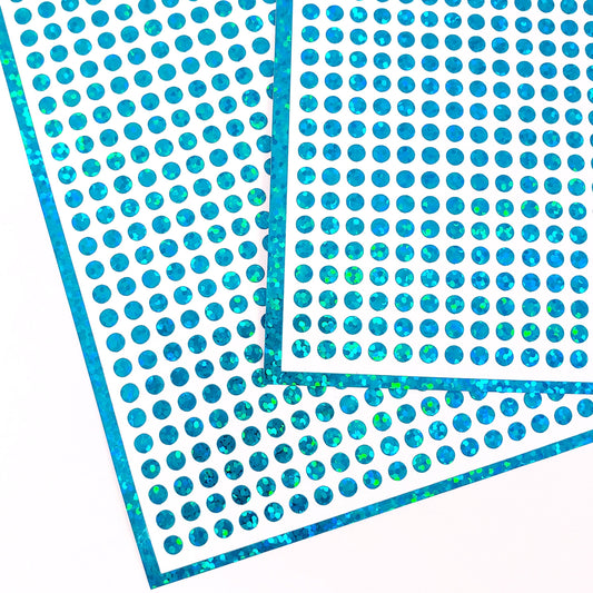 Extra Small Teal Glitter Dot Stickers. Set of 750 micro sized turquoise dots for journals, planners, goal trackers, calendars and crafts.