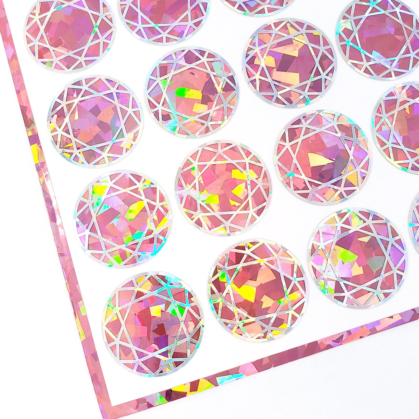 Pink Diamond Sticker Bundle, set of 96 sparkly light pink crystal birthstone stickers for October birthday, Libra zodiac gift.