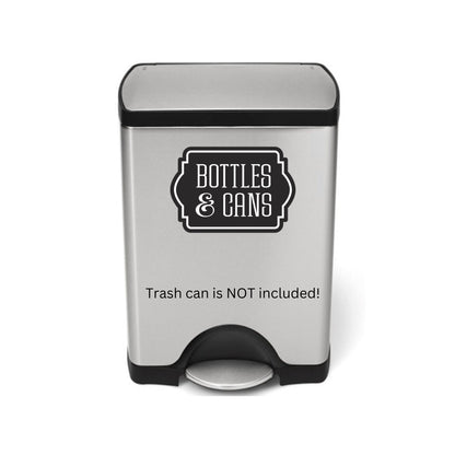 Recycle Bottles and Cans Decal, trash barrel and recycling tote sticker, reduce reuse recycle, peel and stick 6x4 vinyl label. Choose color
