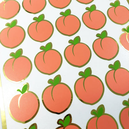 Peach Stickers, set of 30 peel and stick fruit vinyl stickers