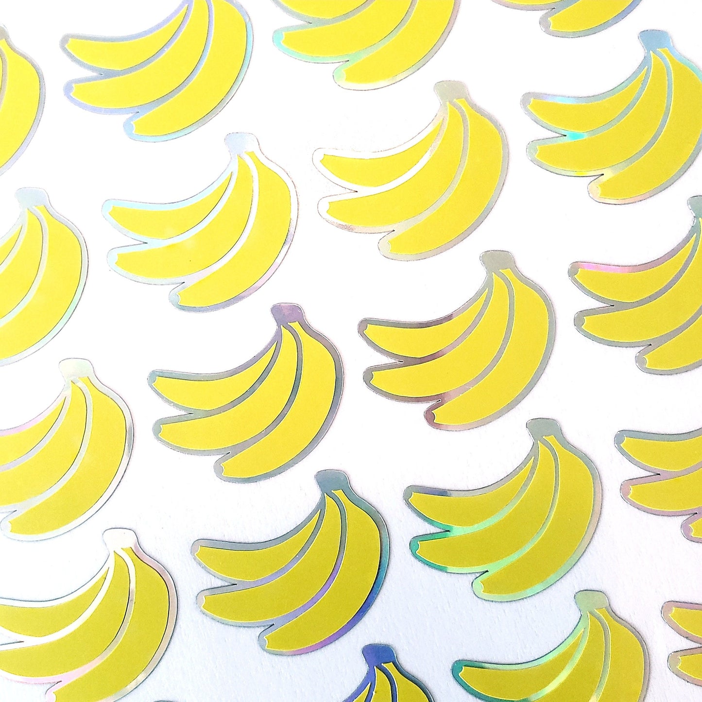 Banana Stickers, set of 36 small yellow and gold bananas, vinyl labels for notebooks, journals, baking and meal planners.