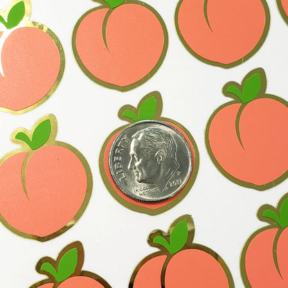 Peach Stickers, set of 30 peel and stick fruit vinyl stickers