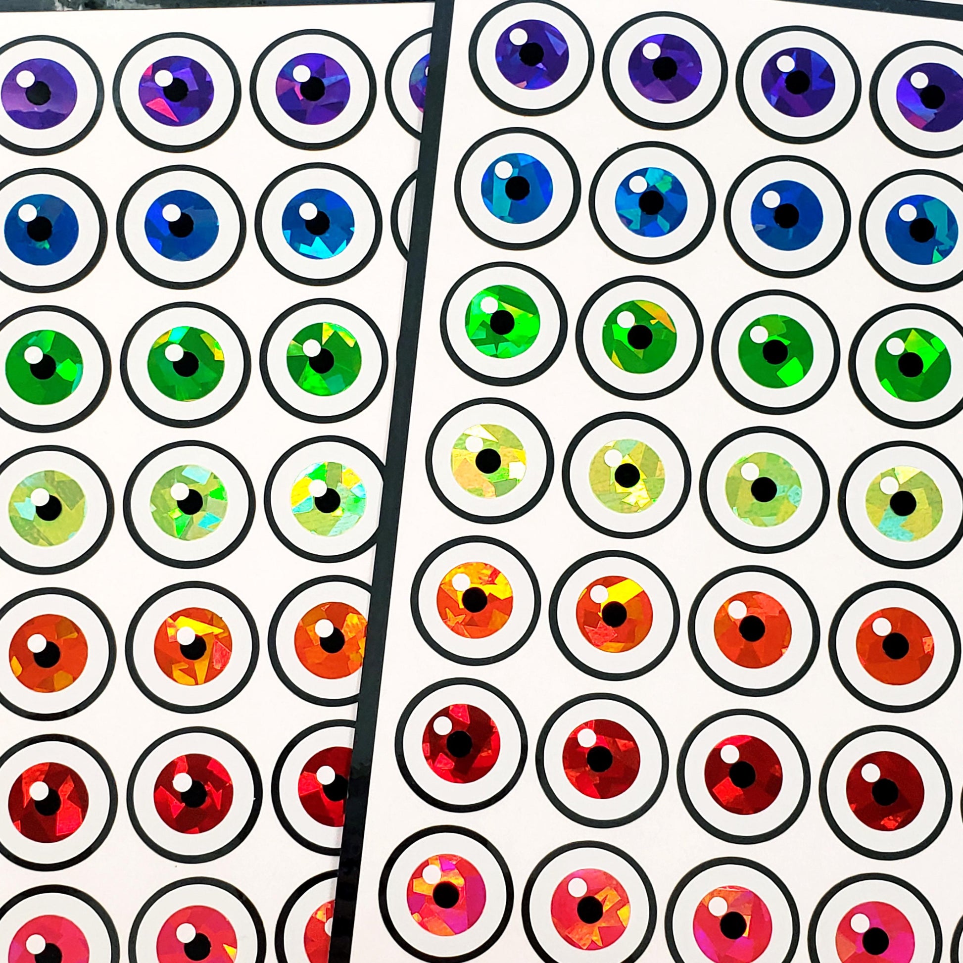 Spooky Eyeball Stickers for Halloween, set of 35 peel and stick multi-color eye stickers, creepy eyes for kid monster theme birthday party.