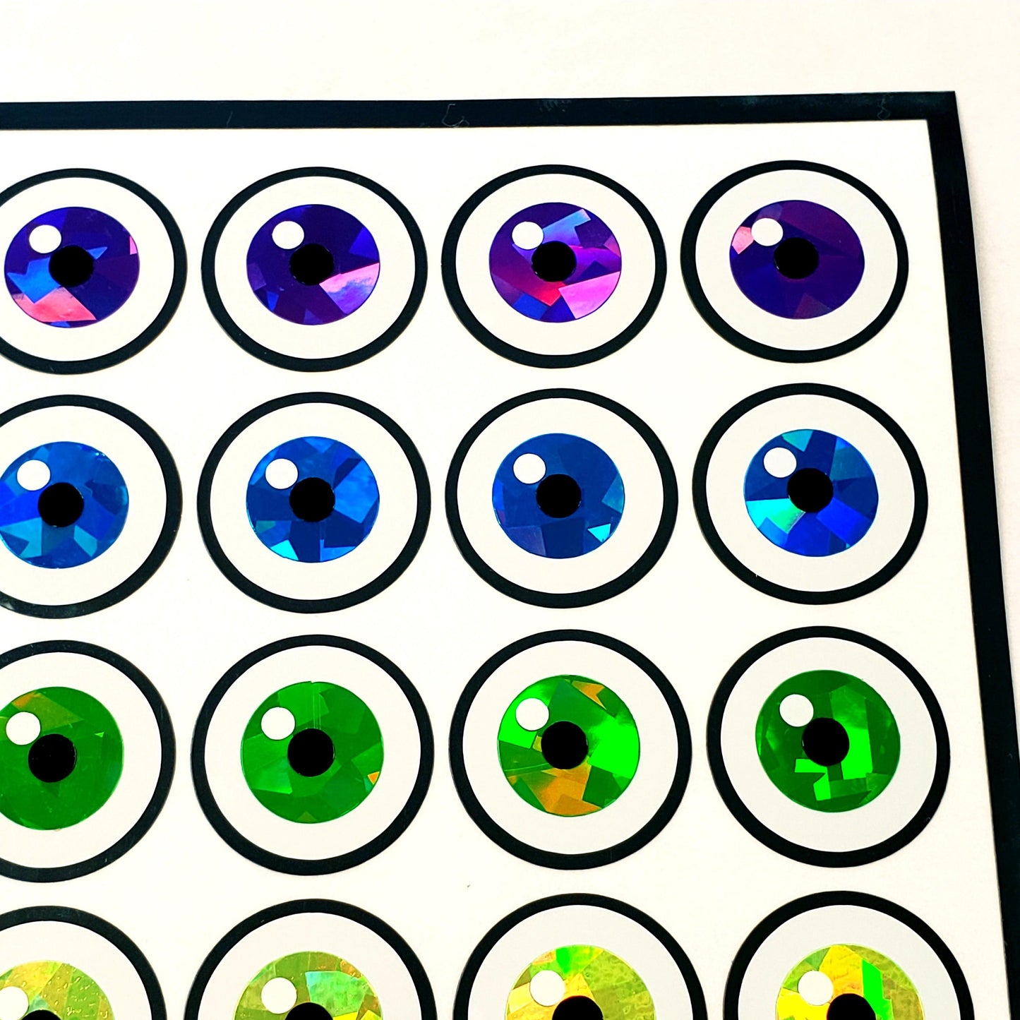 Spooky Eyeball Stickers for Halloween, set of 35 peel and stick multi-color eye stickers, creepy eyes for kid monster theme birthday party.