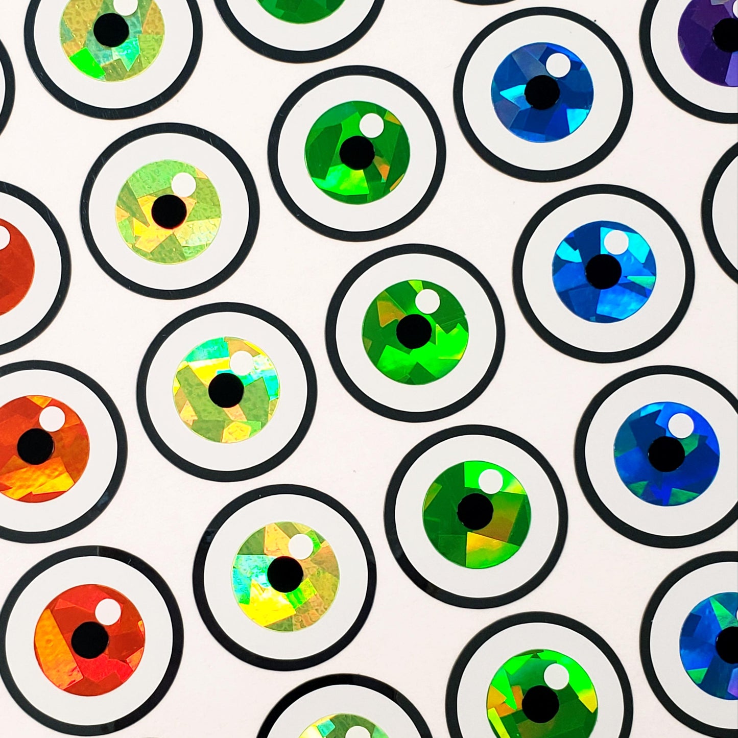 Spooky Eyeball Stickers for Halloween, set of 35 peel and stick multi-color eye stickers, creepy eyes for kid monster theme birthday party.