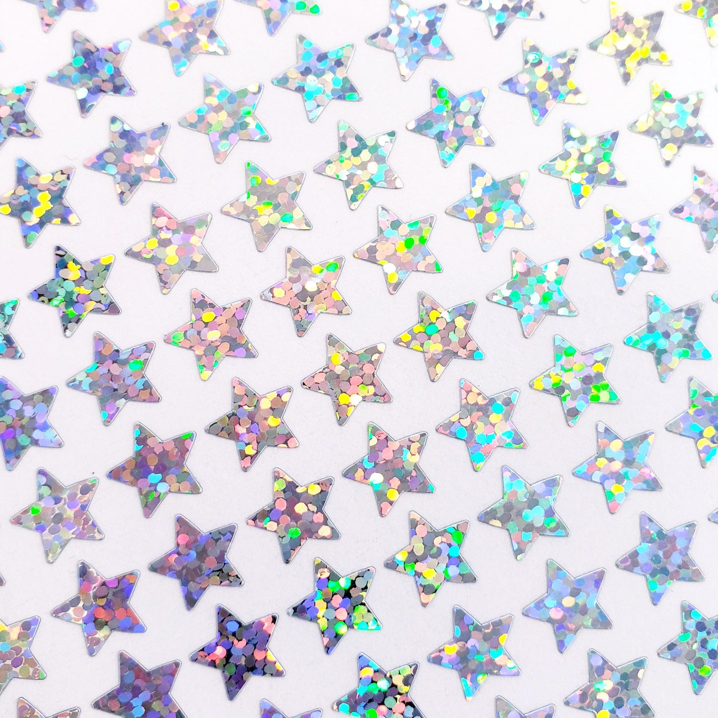 Star Sticker Bundle, set of 768 wicked sparkly stars in green, black, pink and silver, embellishments for journals, notebooks, and crafts.