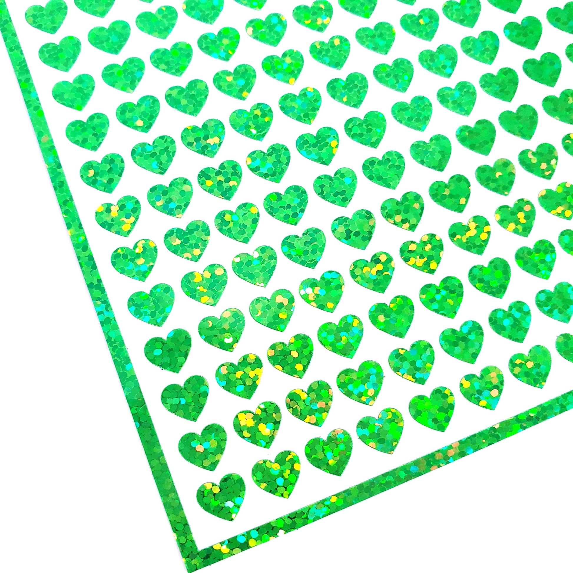 Heart Sticker Bundle, set of 1140 wicked sparkly hearts in black, green, pink and silver for planners, goal charts, journals and stationery.