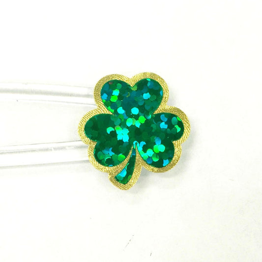 St. Patrick's Day Shamrock Stickers, set of 48 decorative sparkly green and gold clover stickers for planners, signs and craft projects