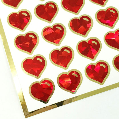 red and gold heart sticker sheet