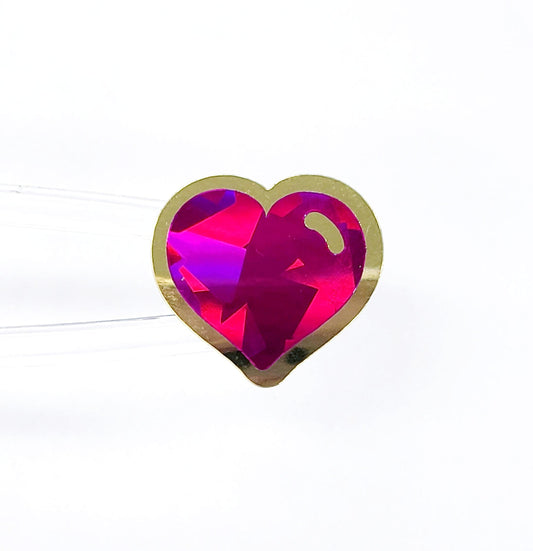 Sparkly Hot Pink Heart Stickers for Valentine's Day, set of 60 small embellishments for cards, envelopes, junk journals, and scrapbooks.