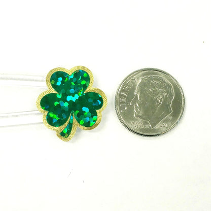 St. Patrick's Day Shamrock Stickers, set of 48 decorative sparkly green and gold clover stickers for planners, signs and craft projects