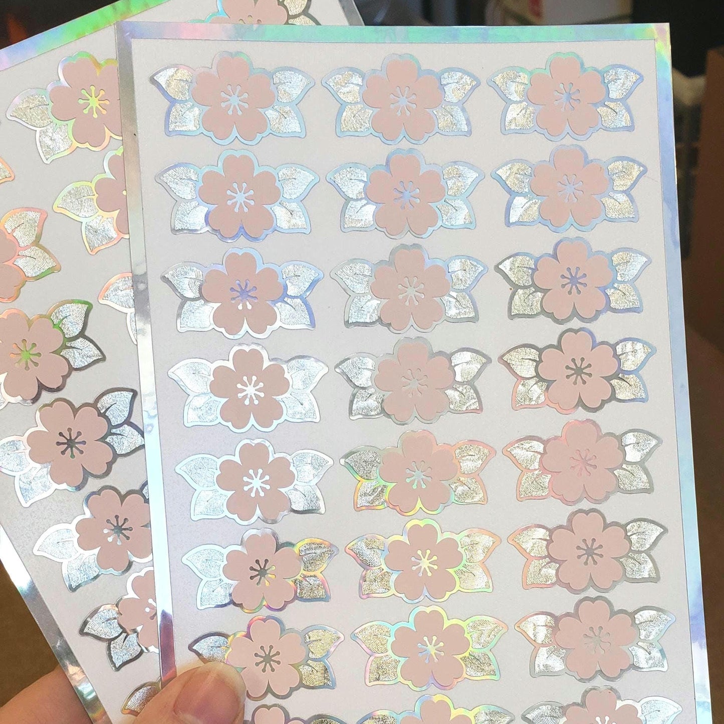 Pink Cherry Blossom Stickers, 24 set of Japanese Sakura flower stickers for spring crafts, journals, notecards, and garden weddings.