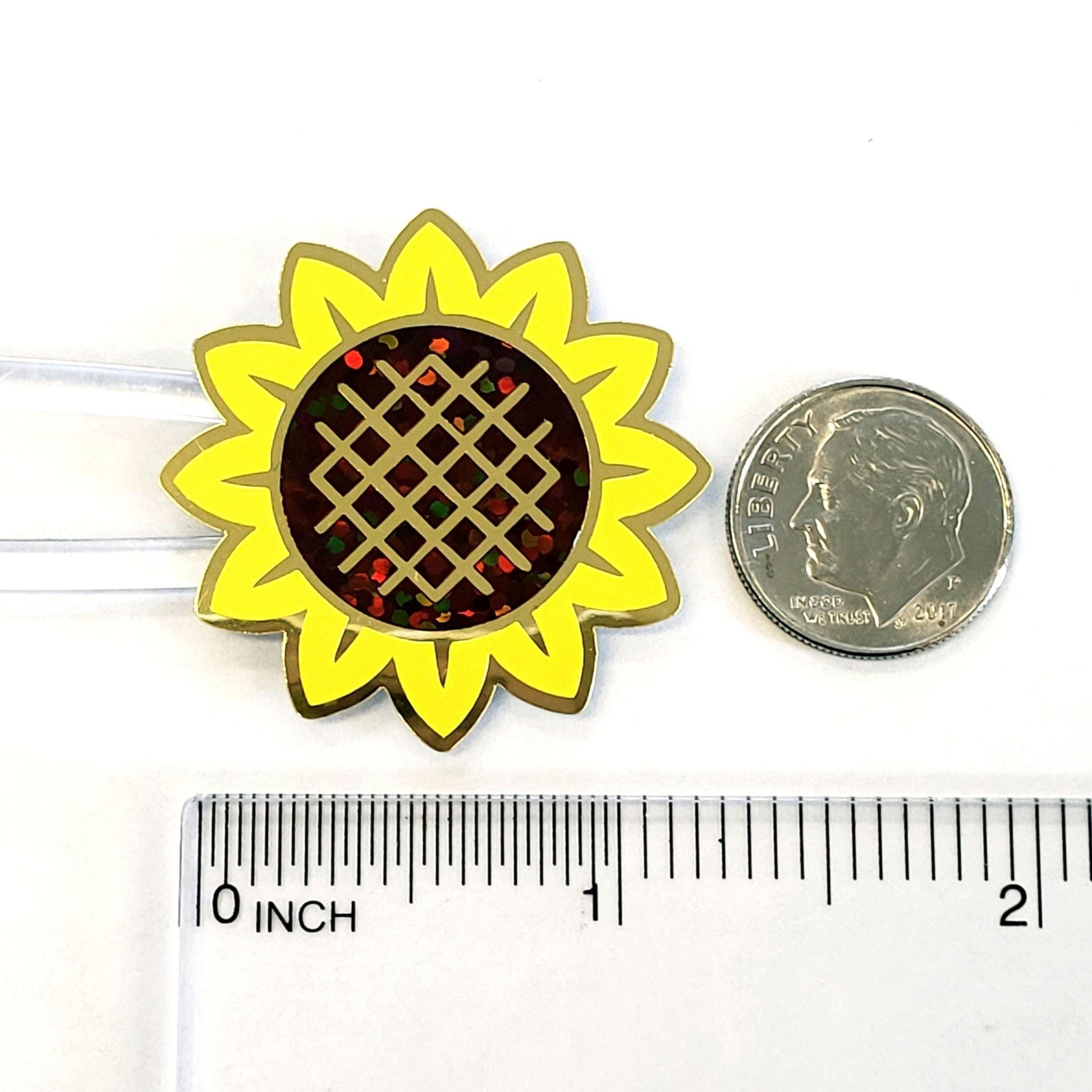 Sunflower Stickers, set of 12 yellow and brown summer flower stickers for journals, laptops, envelopes, tumblers and crafts.