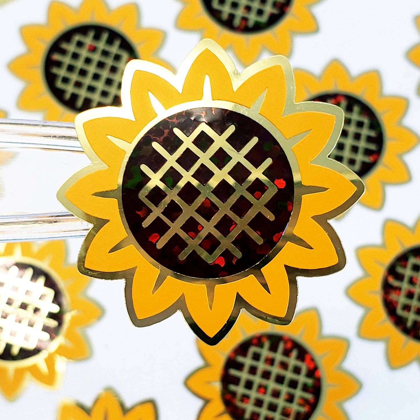 Sunflower Stickers, set of 12 golden yellow and brown flower stickers for journals, laptops, envelopes, and tumblers, summer wedding decor.