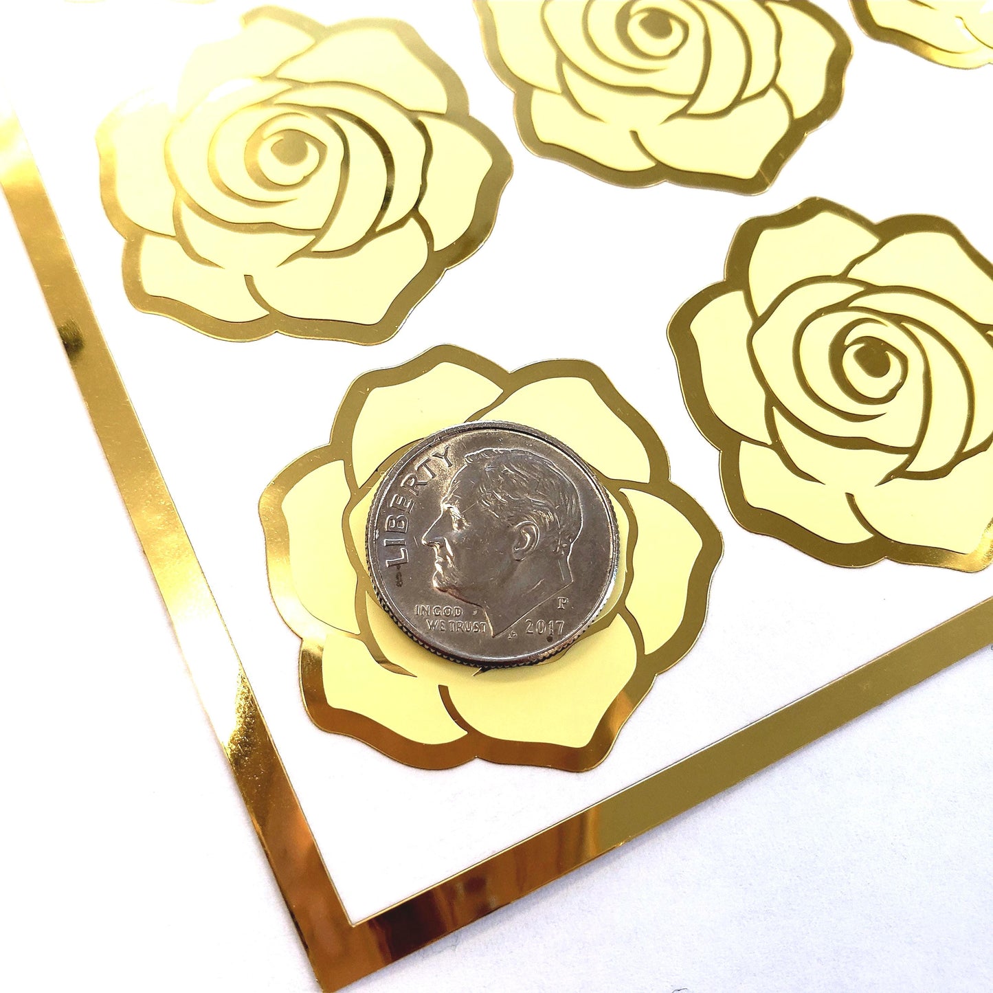 Yellow Roses Sticker Sheet, set of 15 yellow and gold flowers for garden wedding, envelopes, notebooks, journals, laptops and spring crafts.