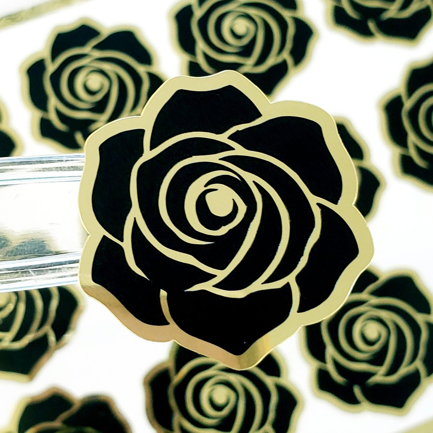 Black Roses Sticker Sheet, set of 15 romantic flowers for goth wedding, envelopes, notebooks, journals, phone cases, laptops and crafts.