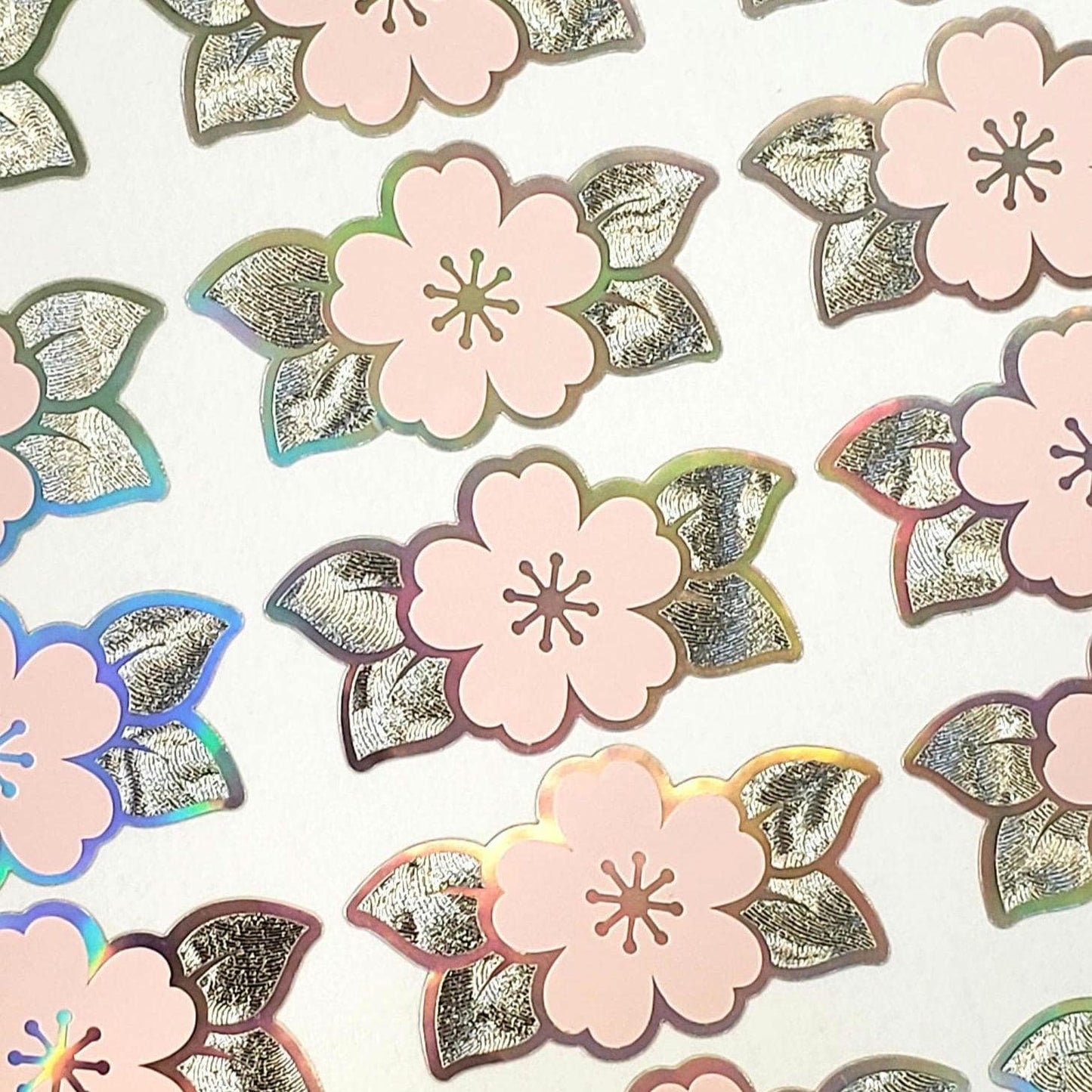 Pink Cherry Blossom Stickers, 24 set of Japanese Sakura flower stickers for spring crafts, journals, notecards, and garden weddings.