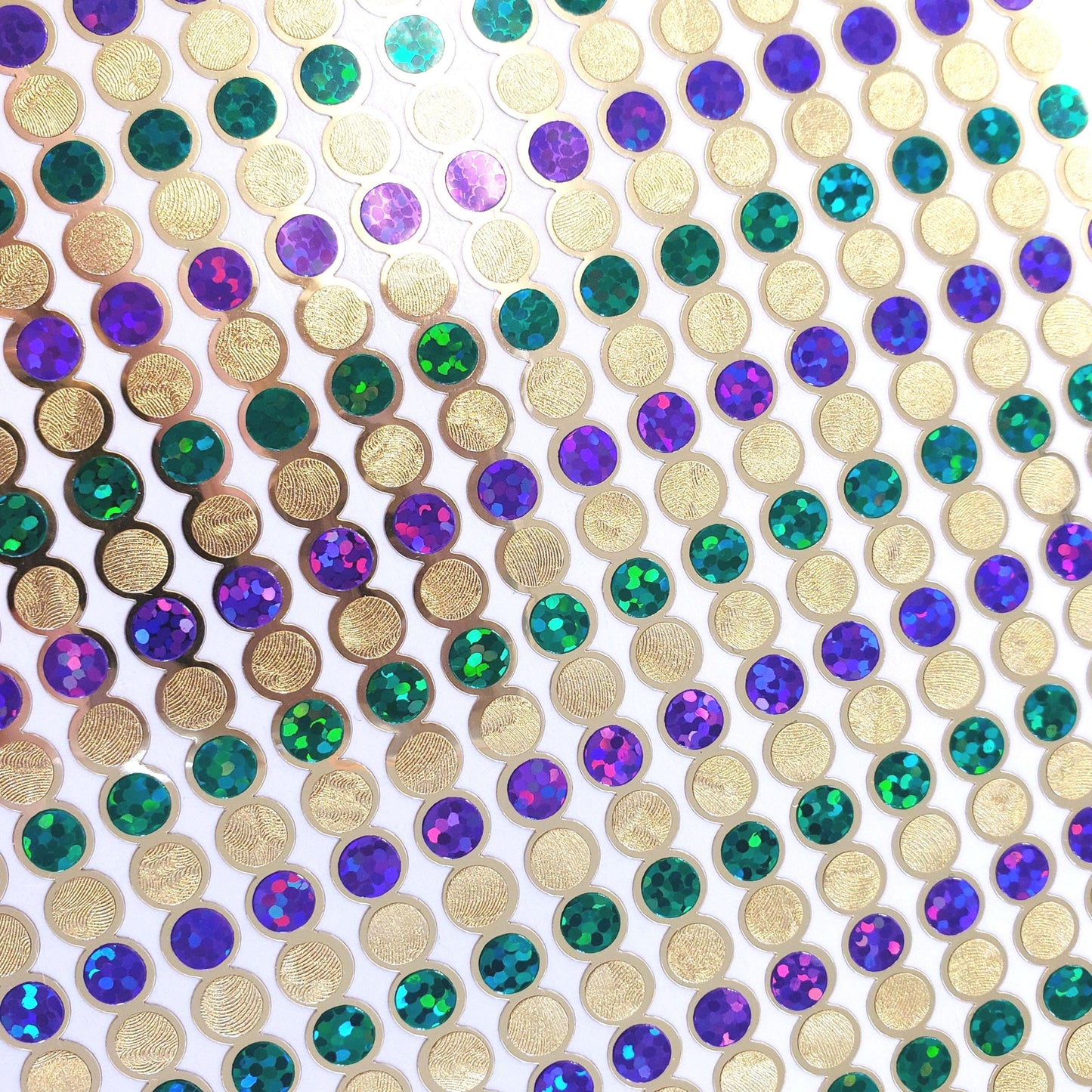 Mardi Gras Bead Stickers, set of 16 multi color sparkly faux rhinestone vinyl decal embellishments for envelopes, scrapbooks and glasses.