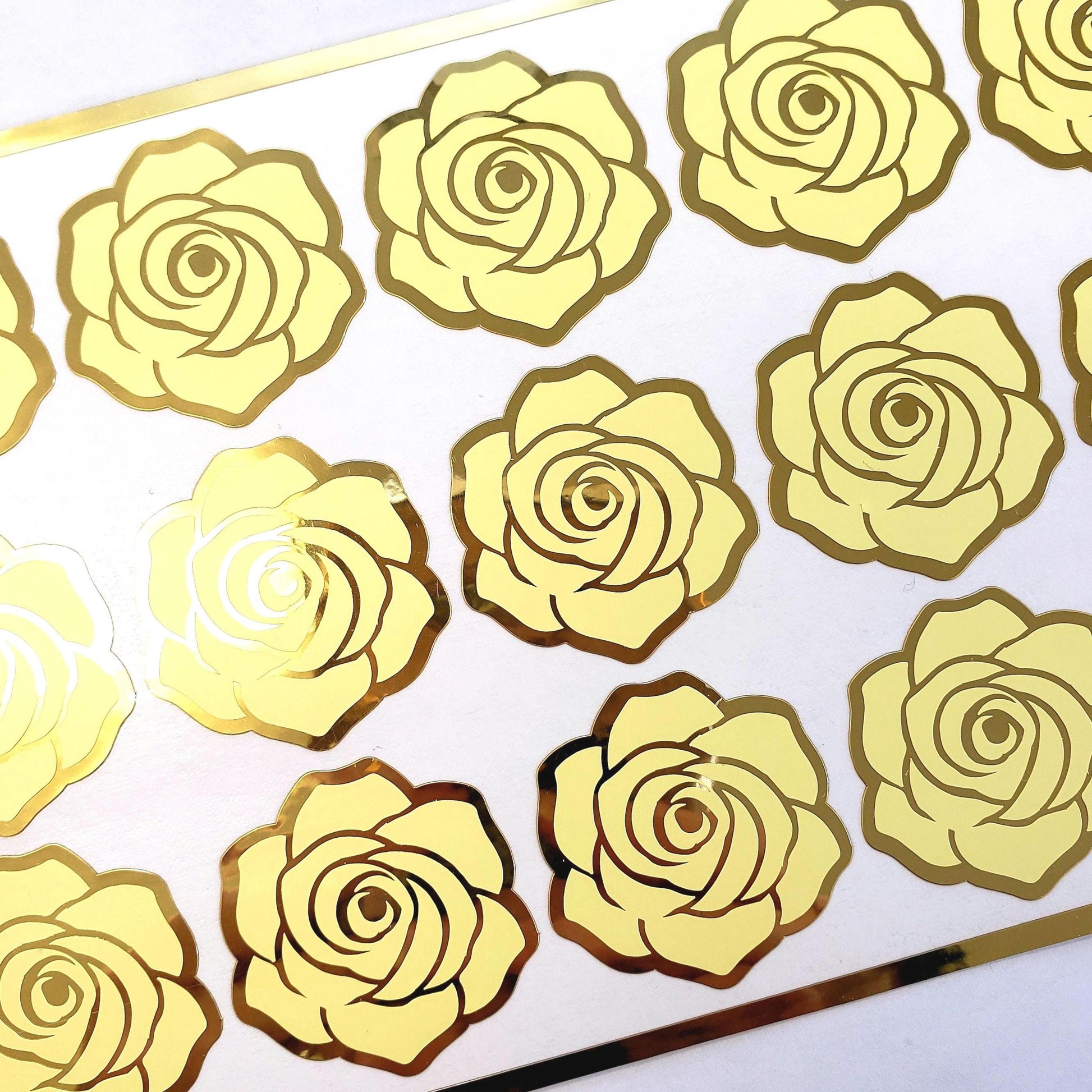 Yellow Roses Sticker Sheet, set of 15 yellow and gold flowers for garden wedding, envelopes, notebooks, journals, laptops and spring crafts.