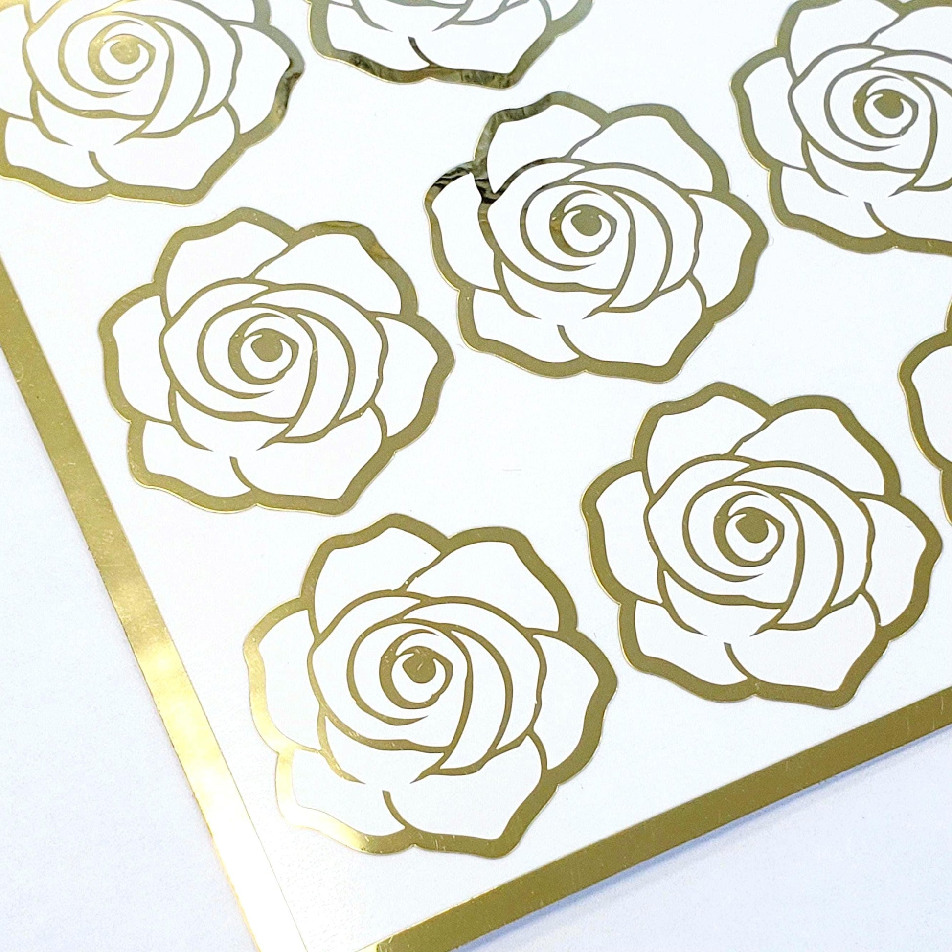 White Roses Sticker Sheet, set of 15 romantic flowers for spring wedding, envelopes, notebooks, journals, phone cases, laptops and crafts.