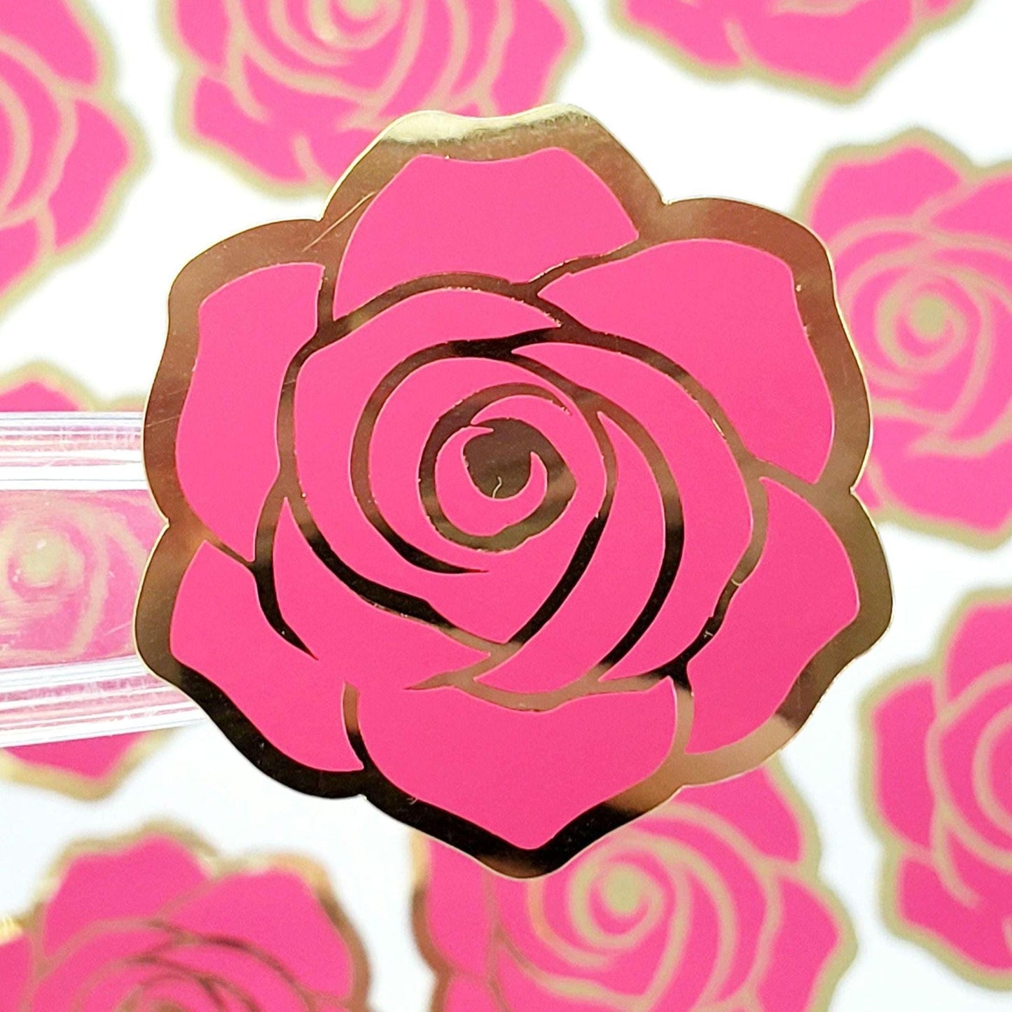 Hot Pink Roses Sticker Sheet, set of 15 rose blooms for spring weddings, envelopes, notebooks, journals, laptops, phone covers and crafts.