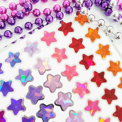 Sparkly Star Stickers in pink, purple, red and orange, set of 70 stars for Journals, Charts, Trackers and Princess Birthday. Silver Outline