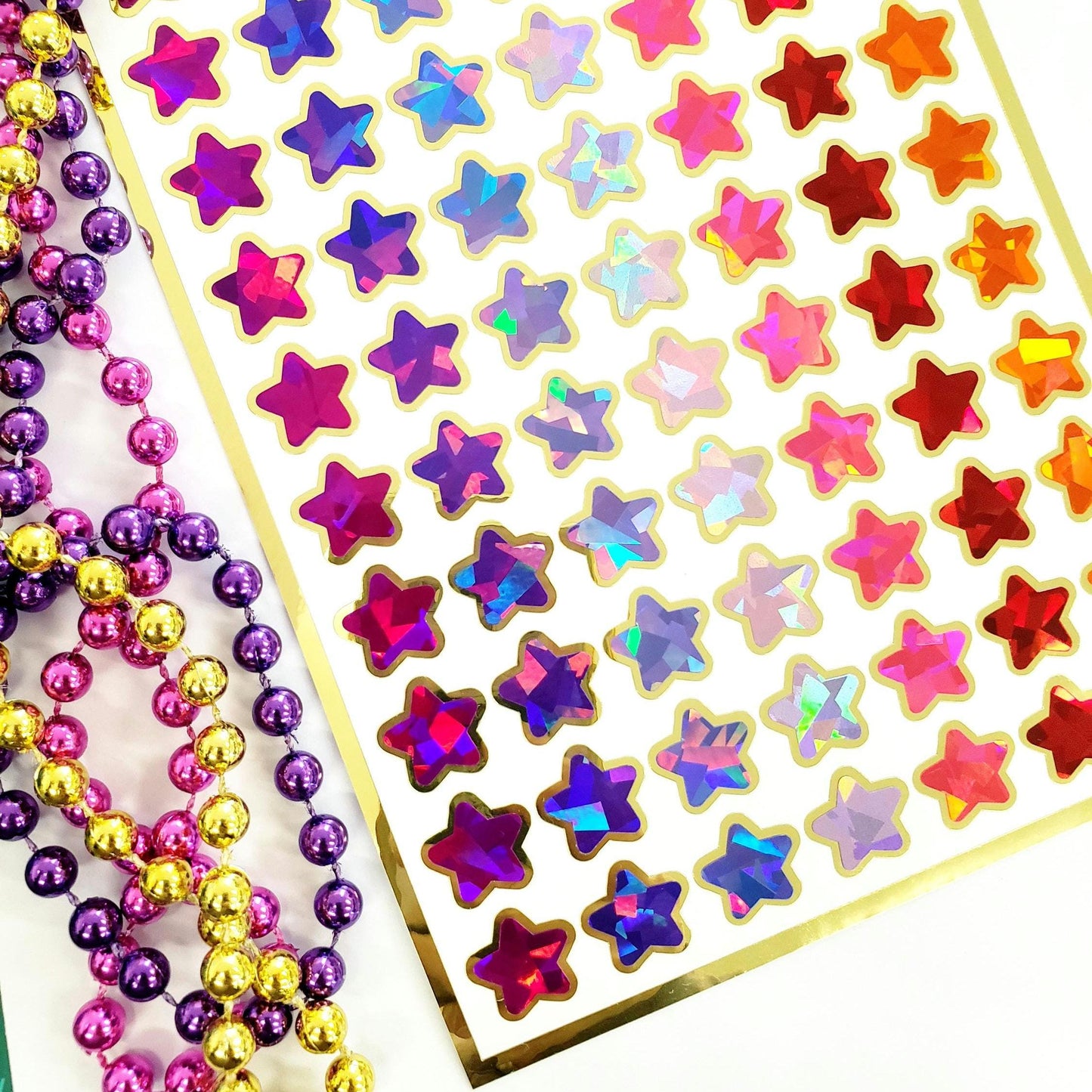 Sparkly Star Stickers in pink, purple, red and orange, set of 70 stars for Journals, Charts, Trackers and Princess Birthday. Gold Outline