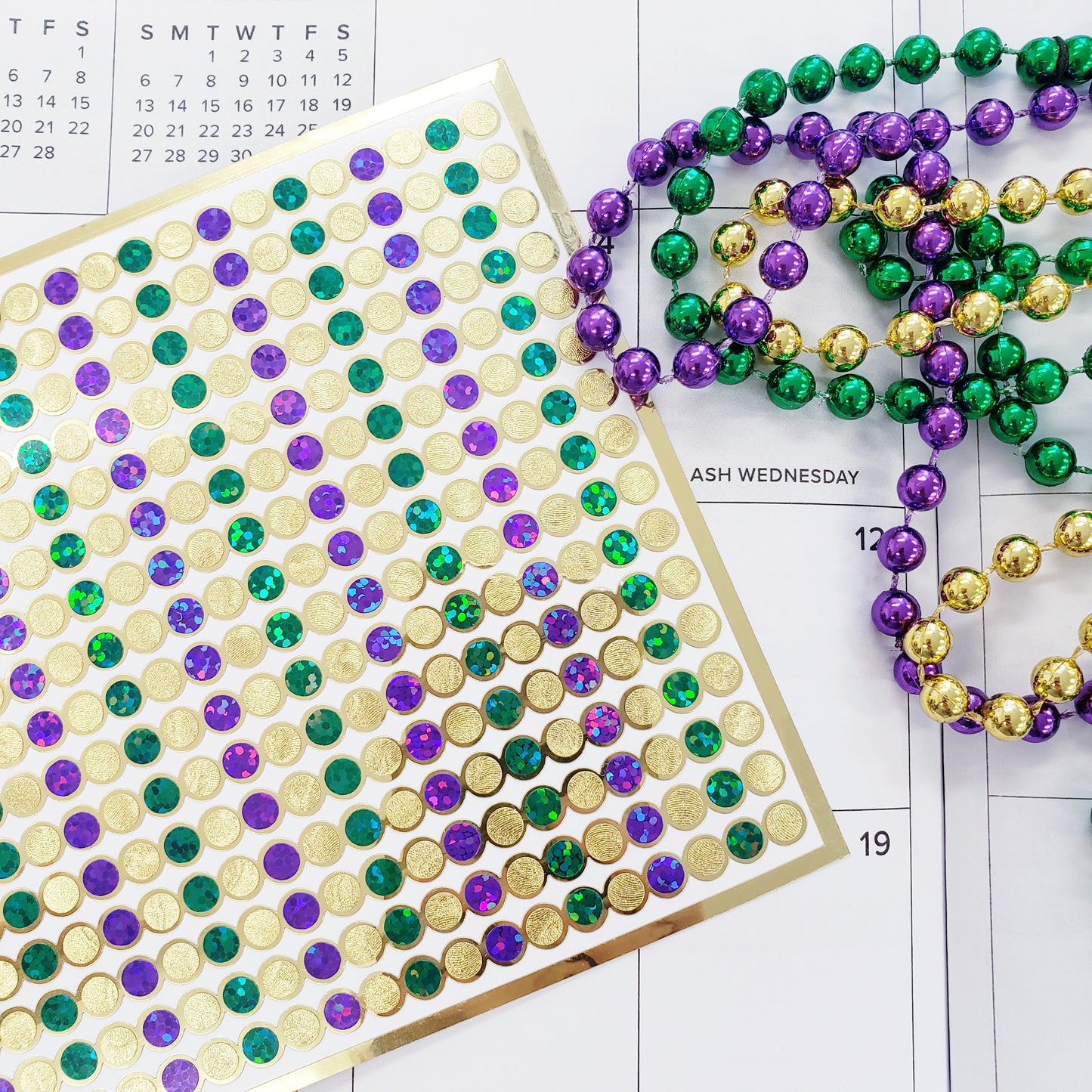 mardi gras bead stickers