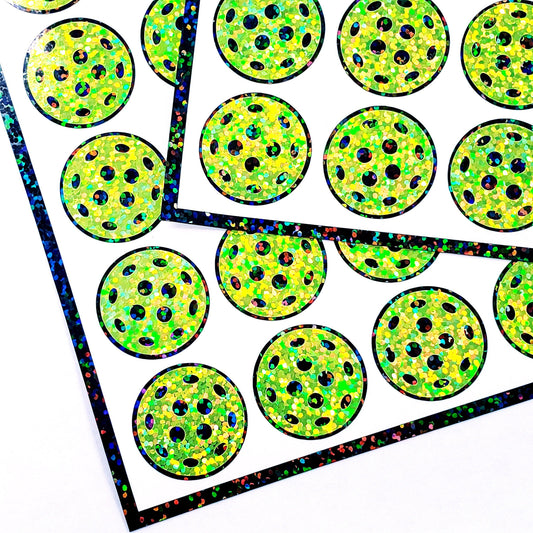 Pickleball stickers, set of 48 bright yellow ball stickers for pickle ball players.