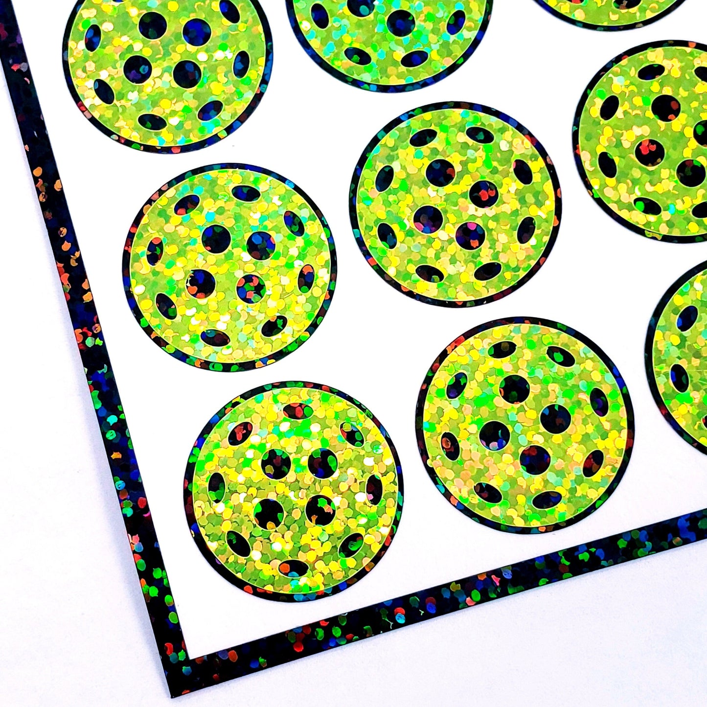 Pickleball stickers, set of 48 bright yellow ball stickers for pickle ball players.