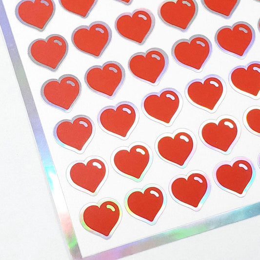 Valentine's Day red heart stickers, Set of 150 mini hearts for notecards, envelopes, journals and scrapbook page embellishments.