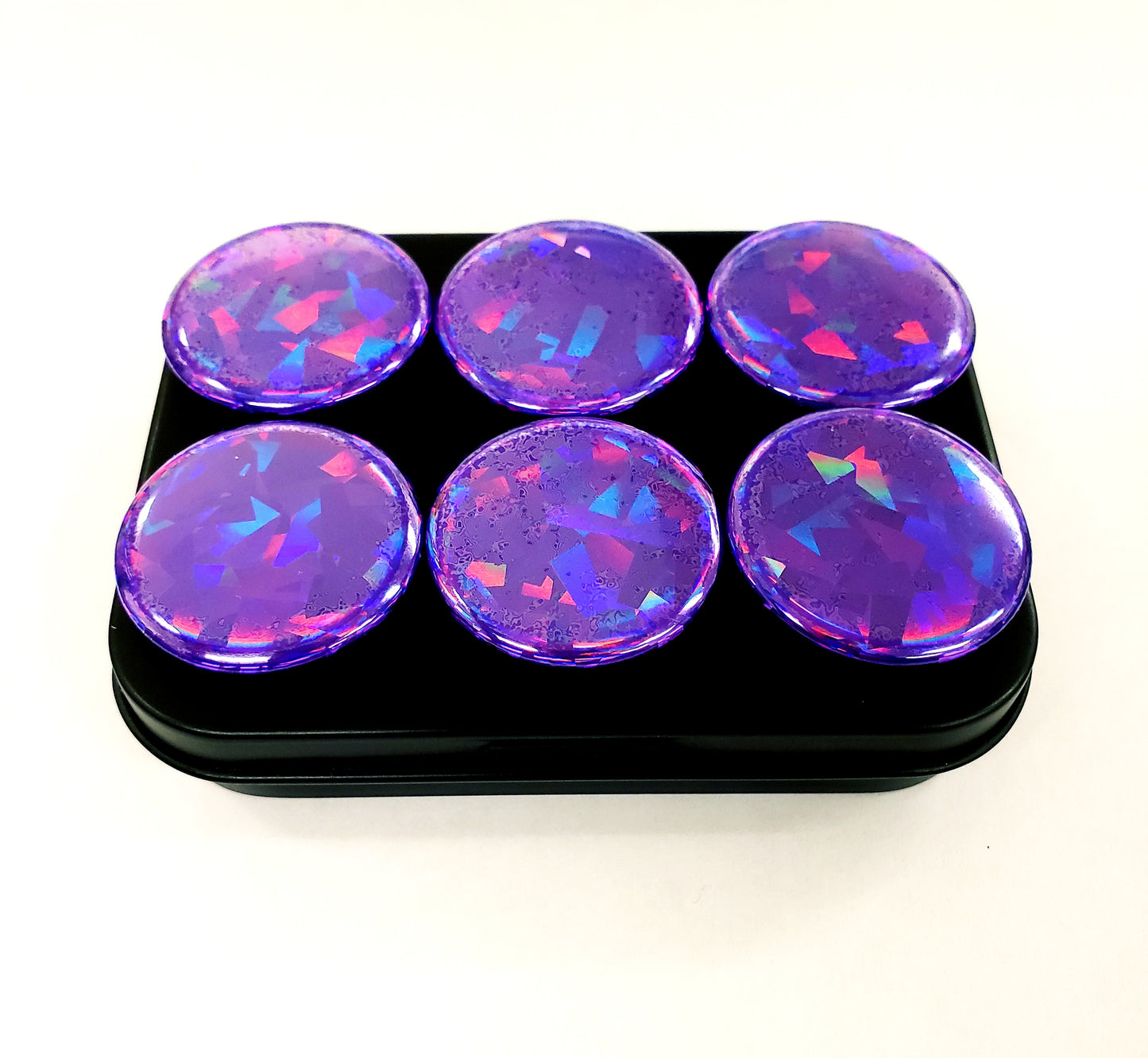 Sparkly Purple Fridge Magnets, set of 6.