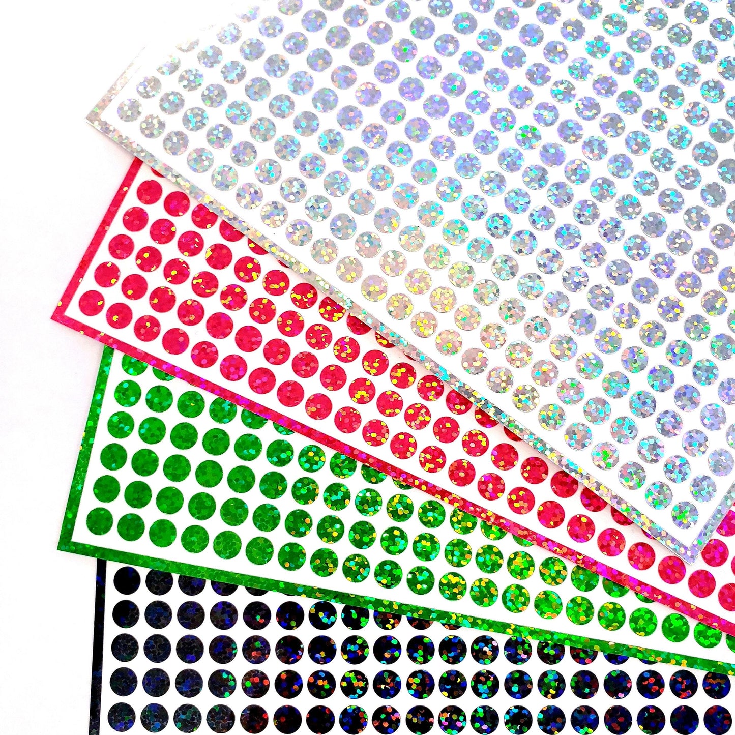 Dot Sticker Bundle, set of 1472 wicked sparkly dots in black, green, pink and silver for journals, charts, notebooks and calendars.