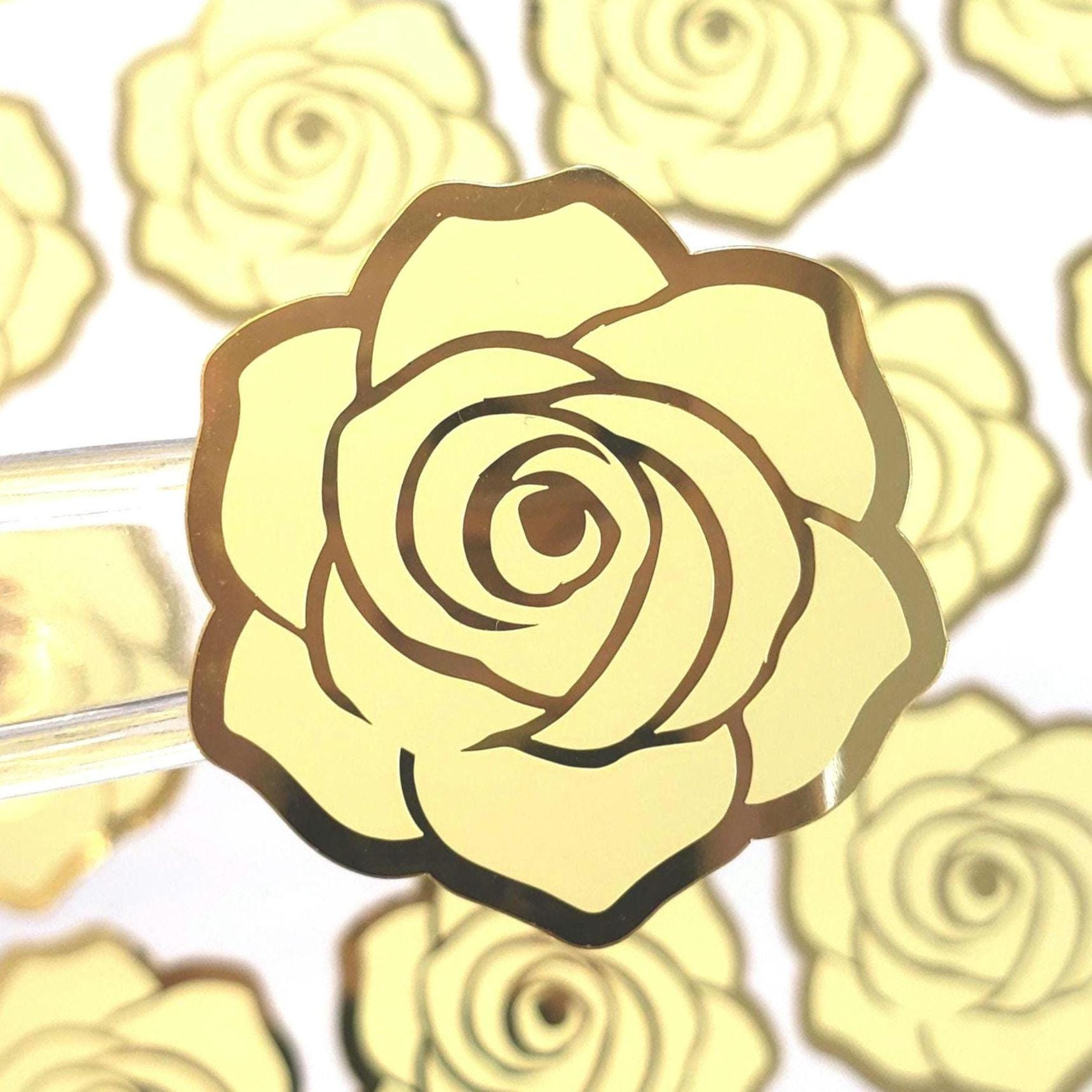 Yellow Roses Sticker Sheet, set of 15 yellow and gold flowers for garden wedding, envelopes, notebooks, journals, laptops and spring crafts.